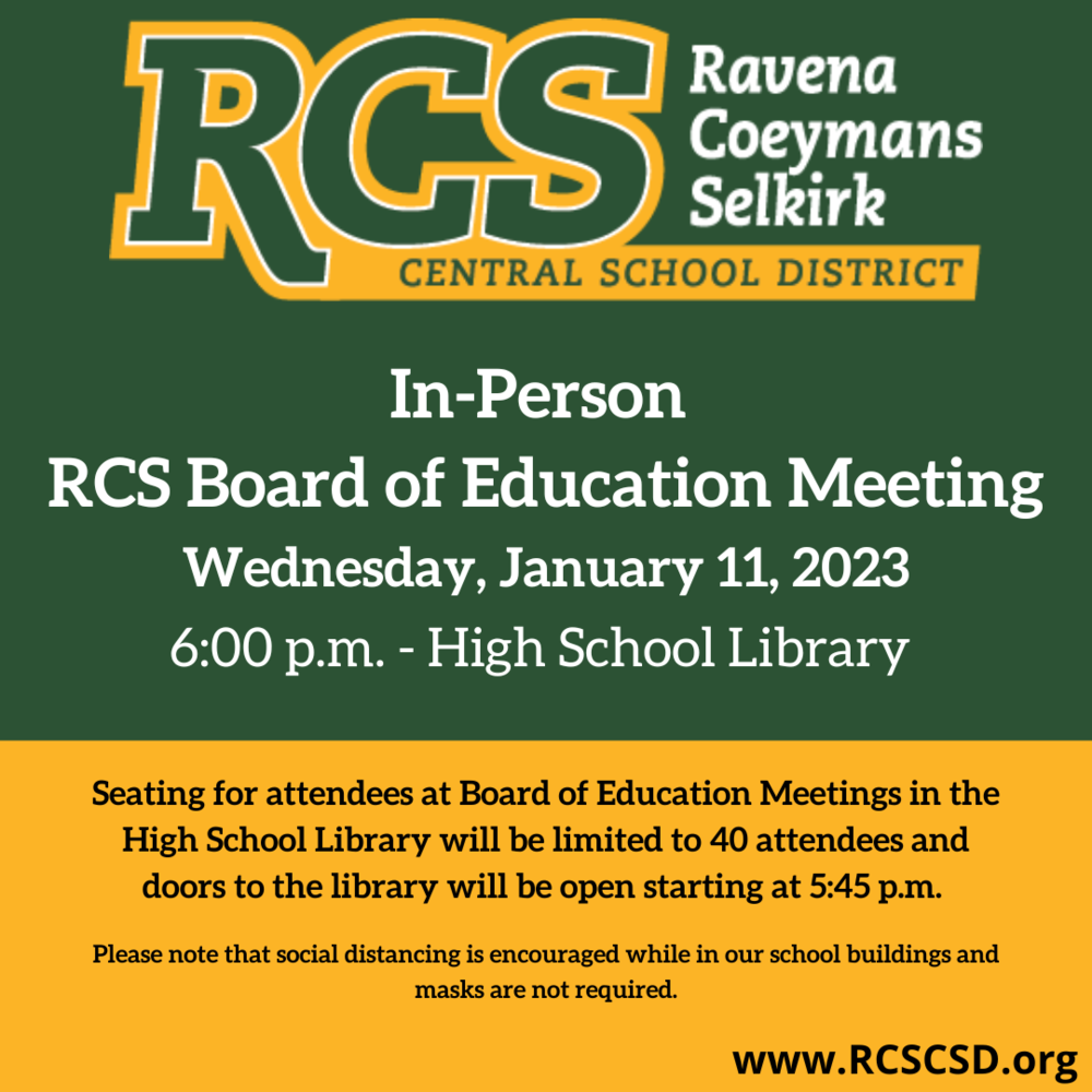 RCS Board of Education Meeting set for Wednesday, January 11, 2023