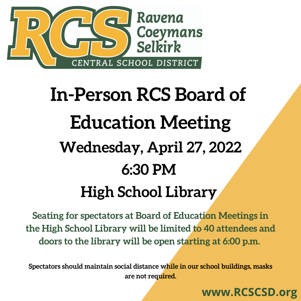 RCS Board of Education Meeting set for Wednesday, April 27, 2022