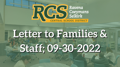 Letter to Families & Staff; 09-30-2022