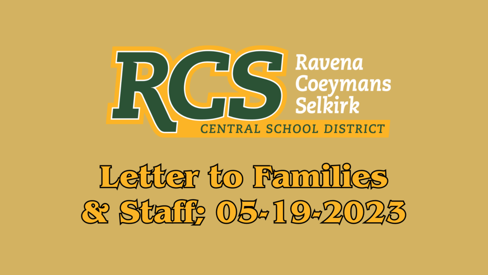 Letter to Families & Staff; 05-19-2023