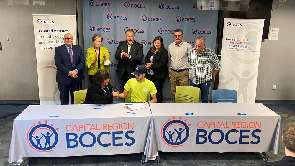 RCS Senior Roberto Gonzalez Jr. participates in first-ever Capital Region BOCES Career and Technical School Signing Day 