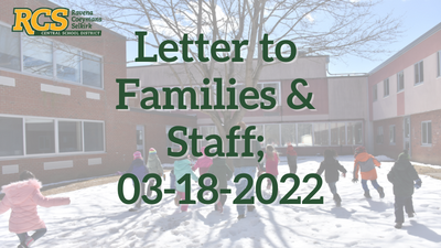 Letter to Families & Staff; 03-18-2022