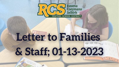 Letter to Families & Staff; 01-13-2023