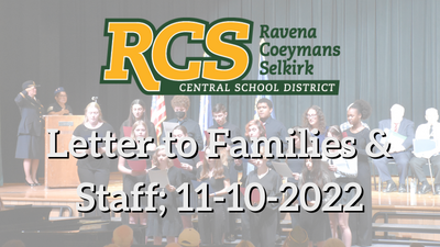 Letter to Families & Staff; 11-10-2022