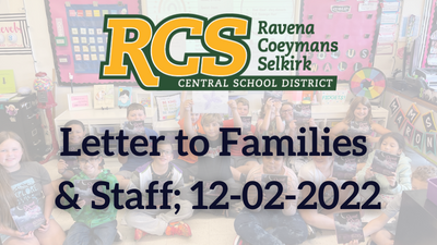 Letter to Families & Staff; 12-02-2022