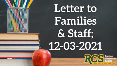 Letter to Families & Staff; 12-03-2021