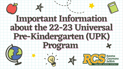 Important Information about the 22-23 Universal Pre-Kindergarten (UPK) Program at RCS