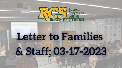 Letter to Families & Staff; 03-17-2023