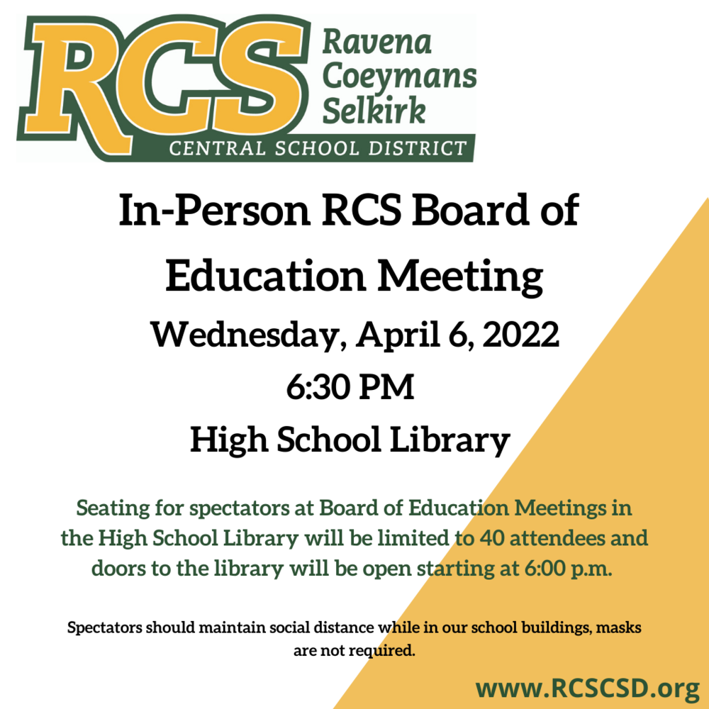 RCS Board of Education Meeting set for Wednesday, April 6, 2022
