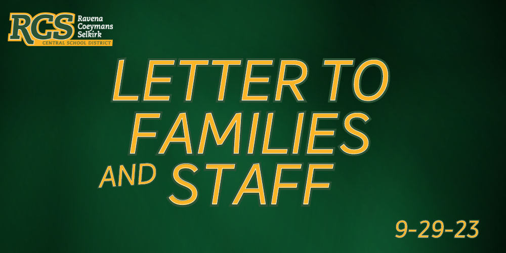 Letter to Families and Staff - 9-29-23