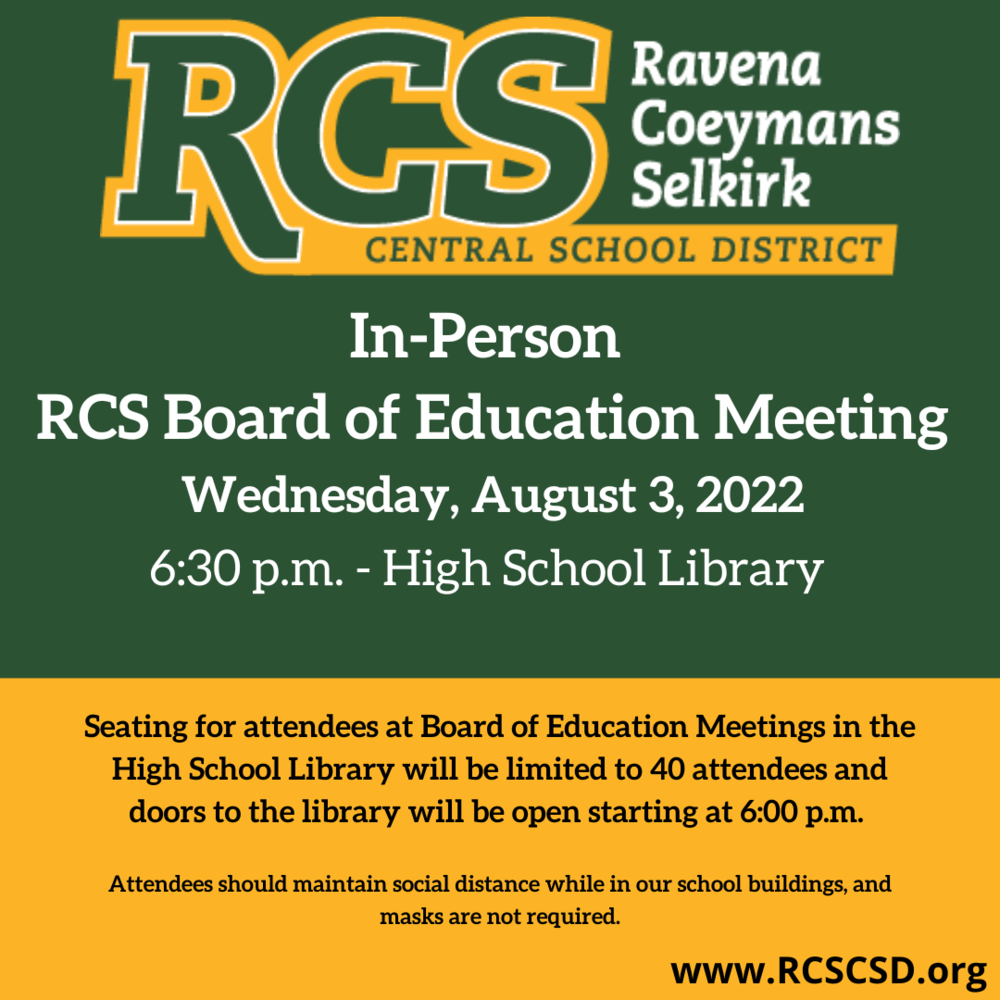 RCS Board of Education Meeting set for Wednesday, August 3, 2022