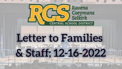Letter to Families & Staff; 12-16-2022