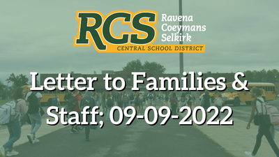 Letter to Families & Staff; 09-09-2022