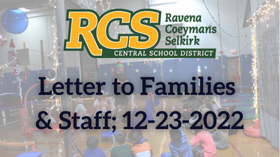 Letter to Families & Staff; 12-23-2022