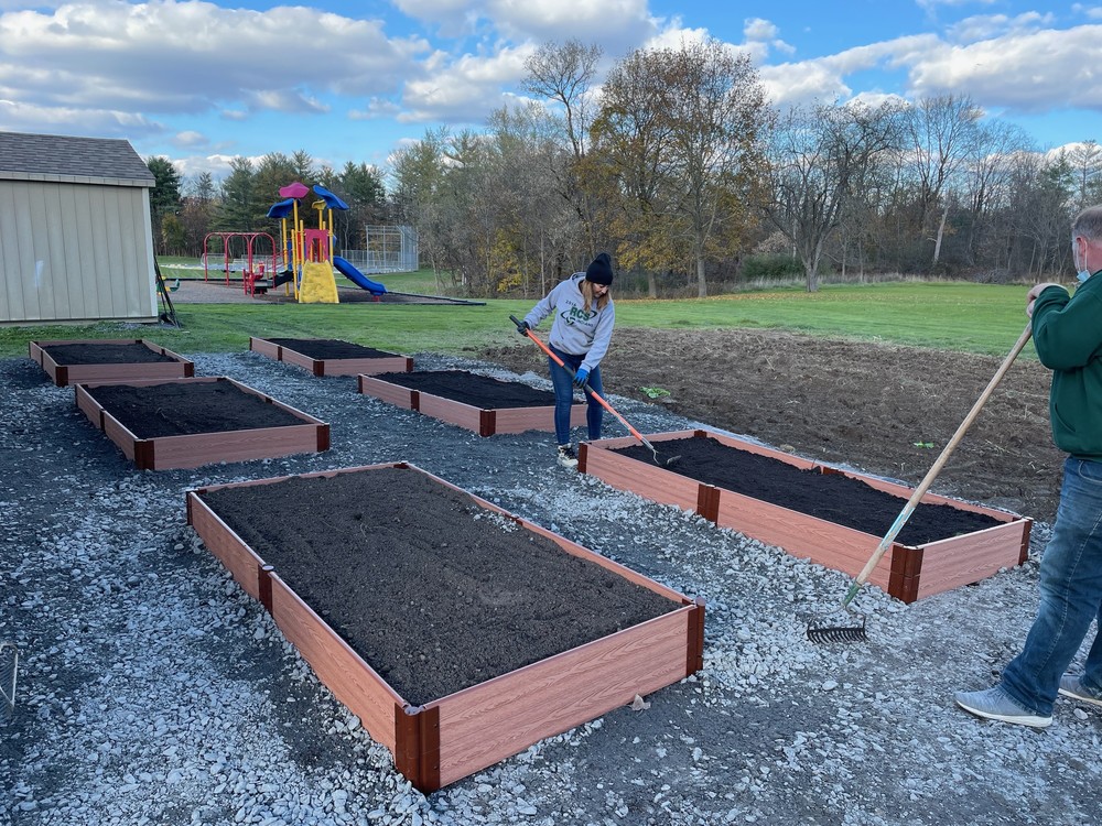 Mel working on the new planter bed