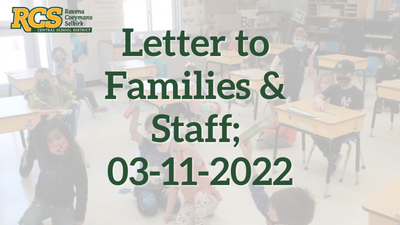 Letter to Families & Staff; 03-11-2022