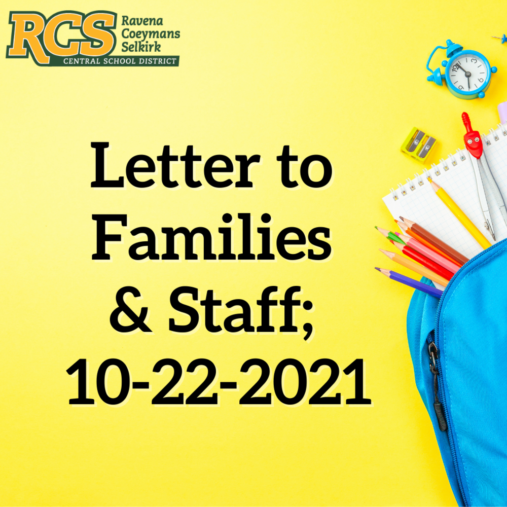 Letter to Families & Staff; 10-22-2021