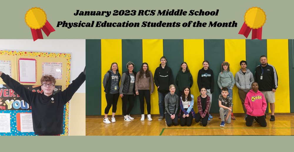 Middle School Physical Education Students of the Month - January 2023