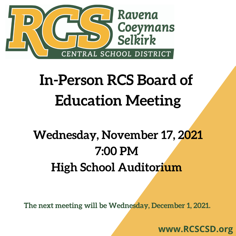 RCS Board of Education Meeting set for Wednesday, November 17, 2021