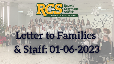 Letter to Families & Staff; 01-06-2023