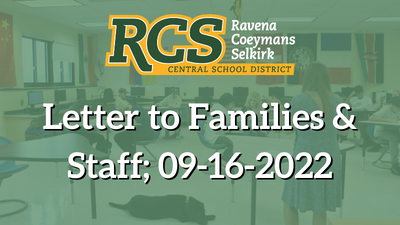 Letter to Families & Staff; 09-16-2022