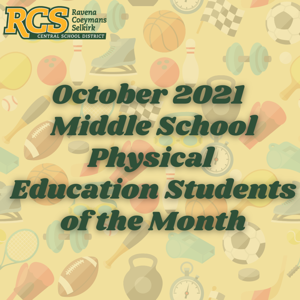 Middle School Physical Education Students of the Month - October 2021