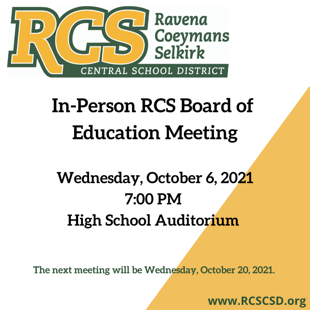 RCS Board of Education Meeting set for Wednesday, October 6, 2021