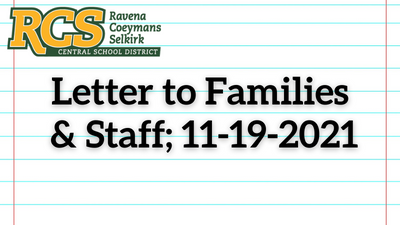 Letter to Families & Staff; 11-19-2021