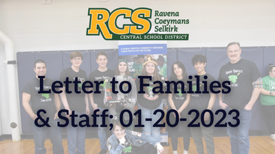 Letter to Families & Staff; 01-20-2023