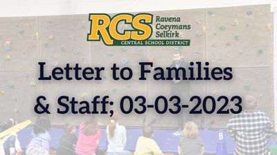 Letter to Families & Staff; 03-03-2023