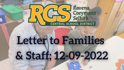 Letter to Families & Staff; 12-09-2022