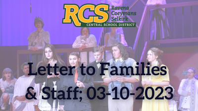 Letter to Families & Staff; 03-10-2023