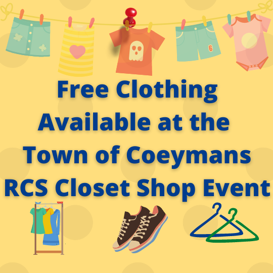 Free Clothing Available at the Town of Coeymans RCS Closet Shop Event